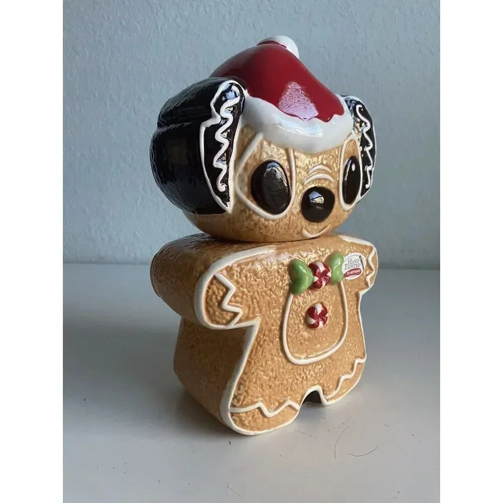 Disney Stitch Gingerbread Cookie Jar Christmas‎ Holiday Ceramic Hand Painted NEW